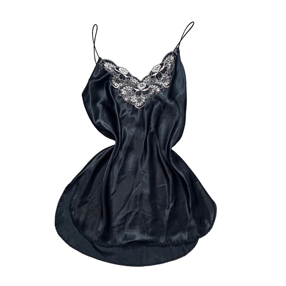 Vintage black Val Mode lingerie slip dress
